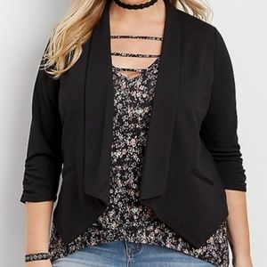 Textured Open Blazer - Black - 3x - Plus Size
